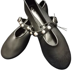 CL By Laundry Black Studded Women's Shoes With Silver Accents, Size 7.5, NWT